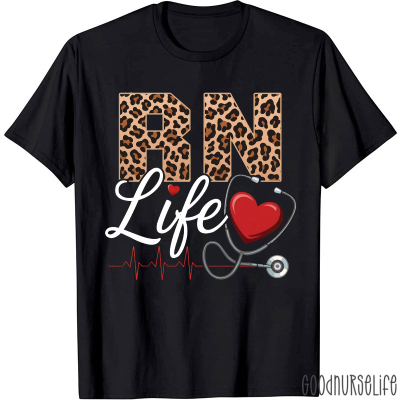 Personalized Leopard Heartbeat Heart Nurse T-Shirt