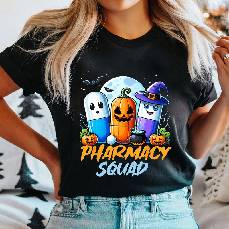 Halloween Pharmacy Squad Pill And Pumpkin T-Shirt