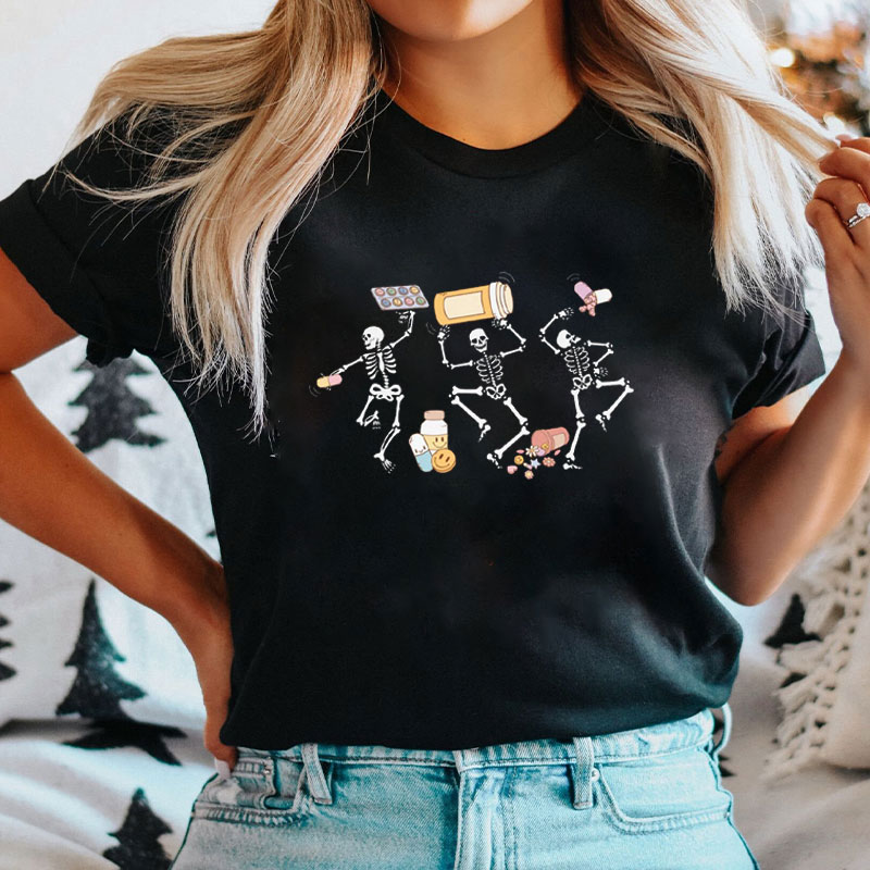 Dancing Skeletons With Medications Nurse T-Shirt