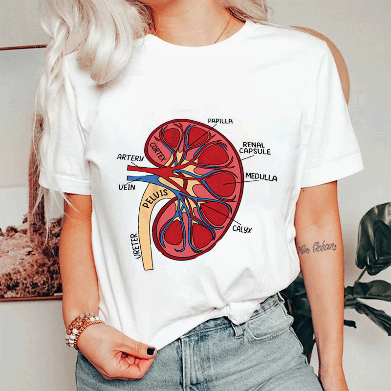 Kidney Anatomy Diagram Nurse T-shirt