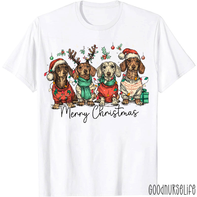 Merry Christmas Dachshund Dog T-Shirt