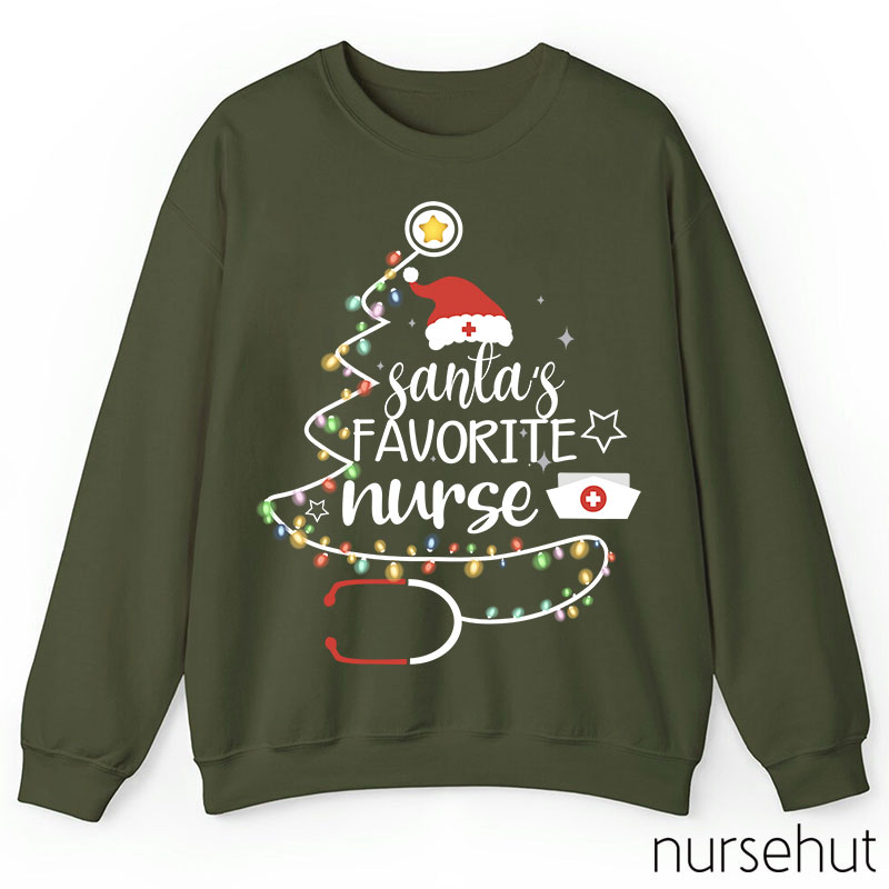 Santa's Favorite Nurse Colored Lights Nurse Sweatshirt