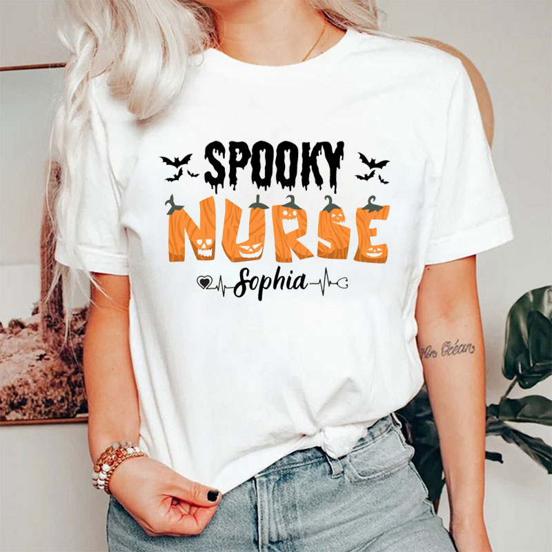 Personalized Name Spooky Nurse T-Shirt