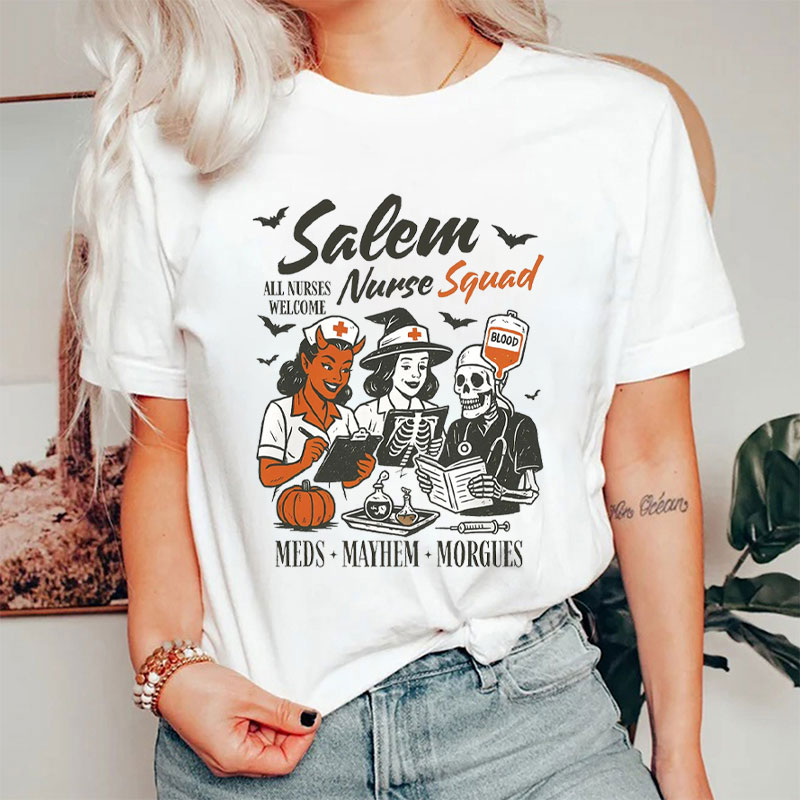 Spooky Salem Nurse Squad Nurse T-Shirt