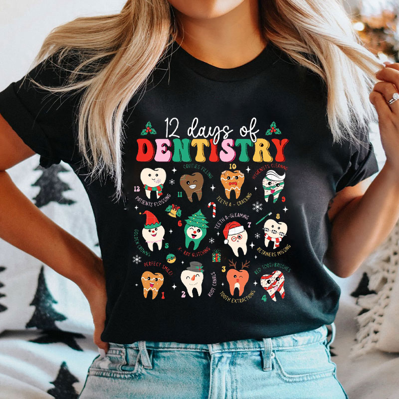 12 Days Of Dentistry Festive Tooth T-Shirt