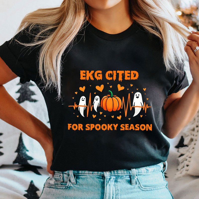 Ekg Cited For Spooky Season Nurse T-Shirt