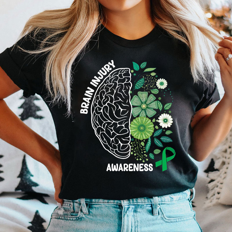 Green Ribbon Traumatic Brain Injury Awareness T-shirt