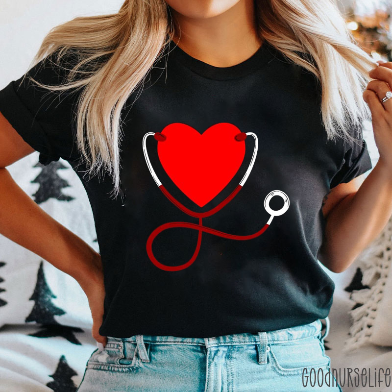 Stethoscope Love Valentine Nurse T-Shirt