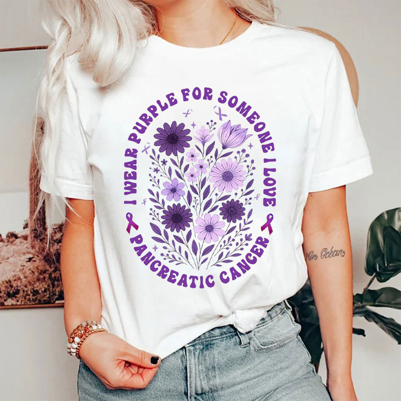 I Wear Purple For Someone I Love Floral Nurse Nurse T-Shirt