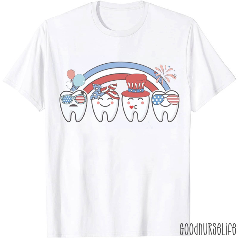 Rainbow Teeth 4th Of July T-Shirt
