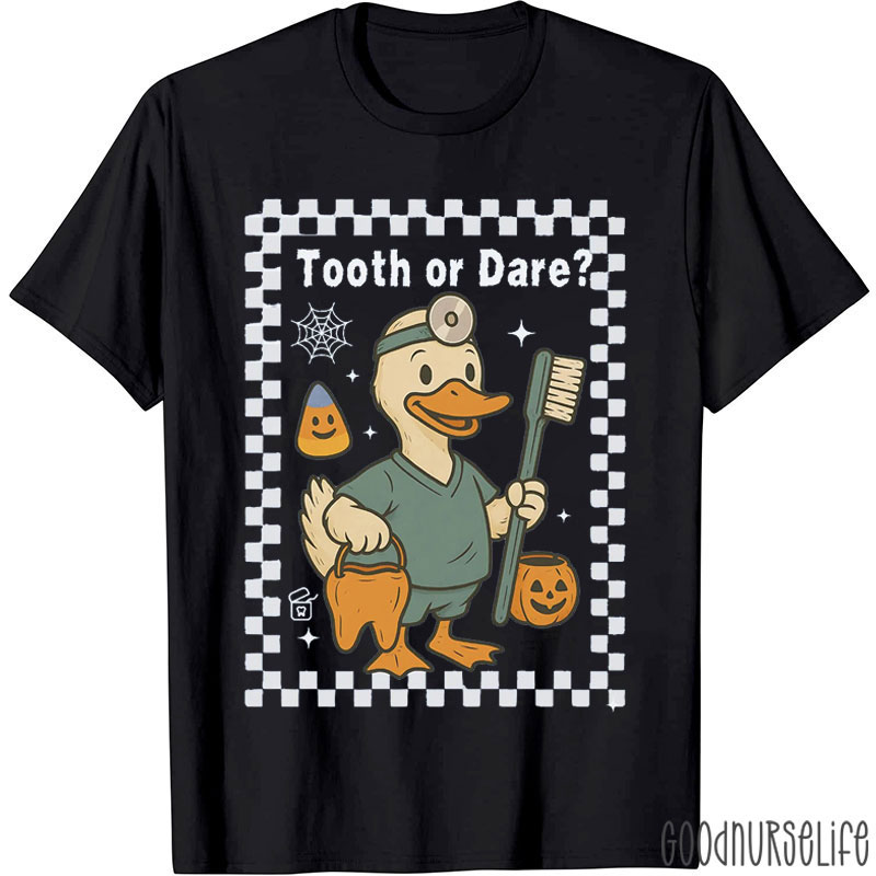 Halloween Dental Duck  Tooth Or Dare T-Shirt