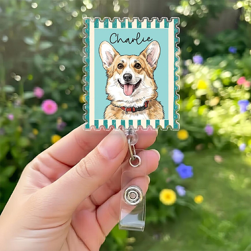 Personalized Pet Portrait Nurse Badge Reel