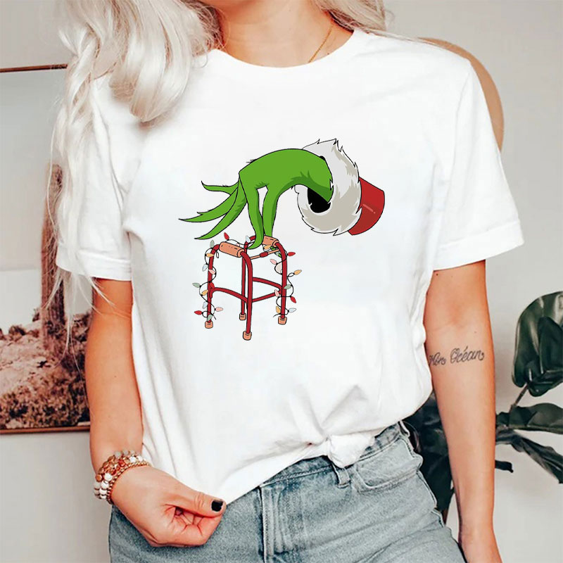 Christmas Geriatric With Walker Lights Nurse T-Shirt