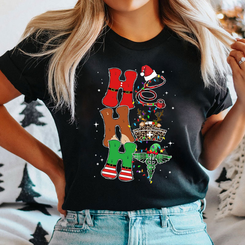 Christmas Healthcare Ho Ho Ho Medical Nurse T-Shirt