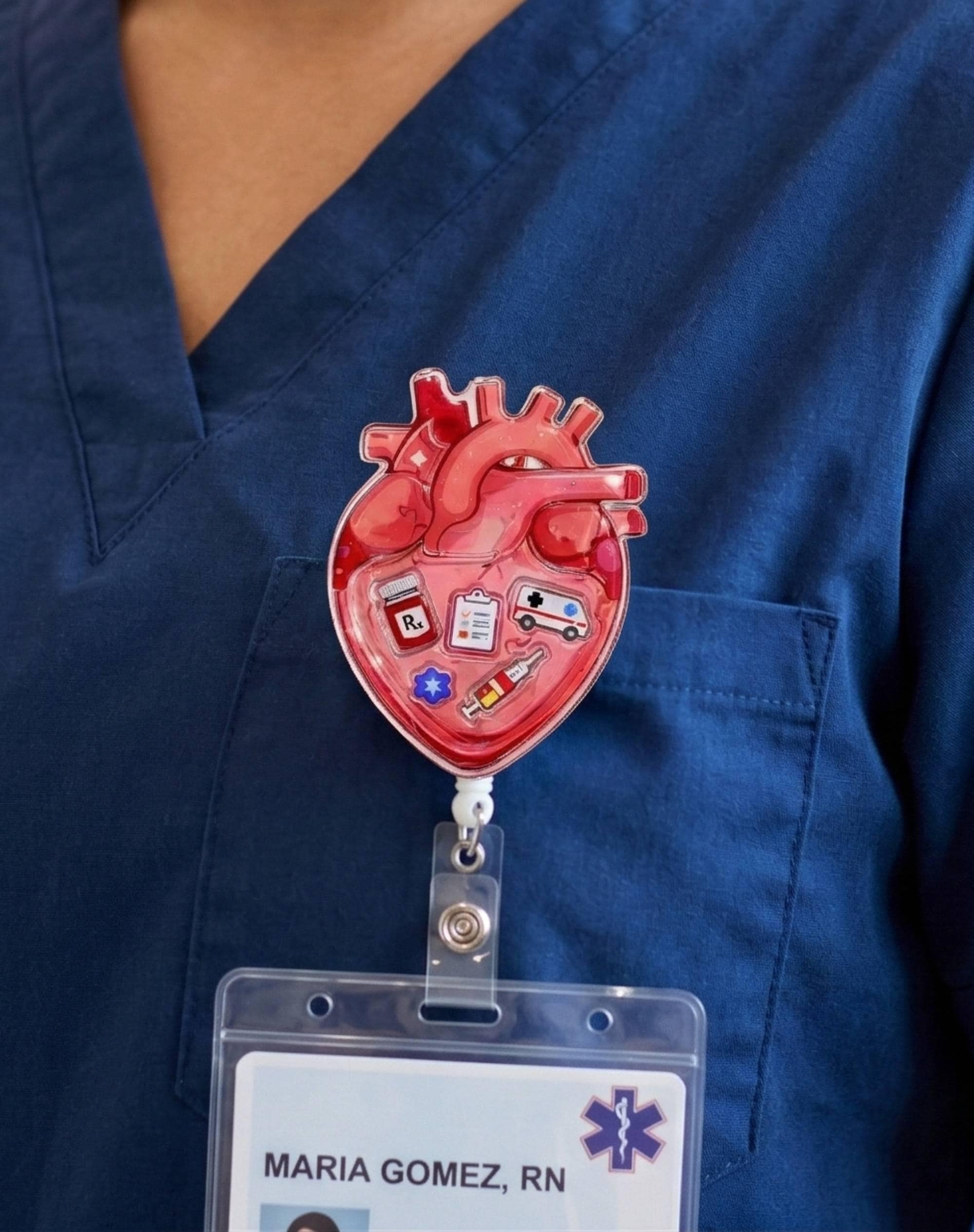 Red Heart Shaker Badge Reel