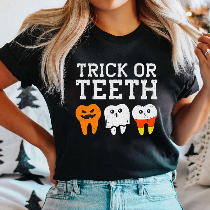 Trick Or Teeth Halloween Tooth Characters T-Shirt