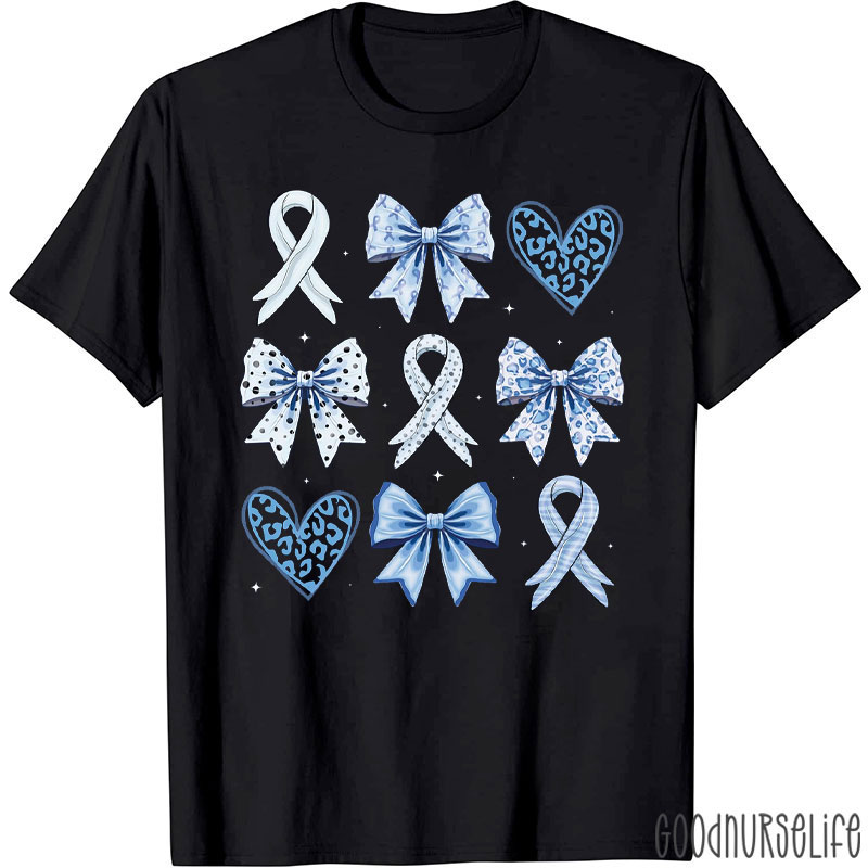 Blue Ribbons Bows And Hearts Collection Nurse T-Shirt