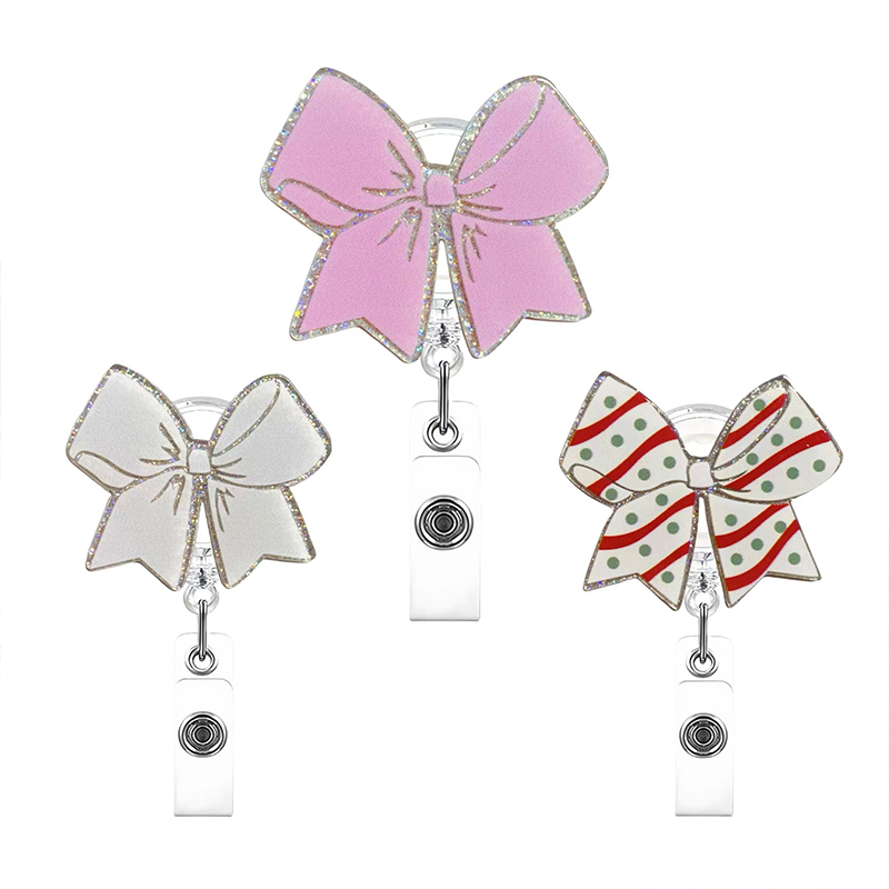 Glitter Bow Nurse Badge Reel