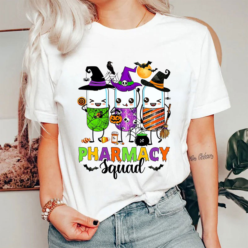 Pharmacy Squad Halloween Witch Pill Character T-Shirt