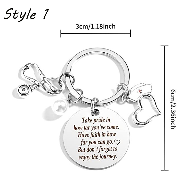 Motivational Words Stainless Steel Nurse Keychain