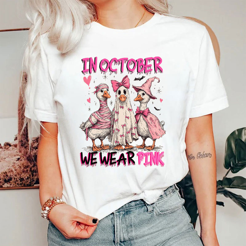 Ducks Wearing Pink In October Nurse T-Shirt