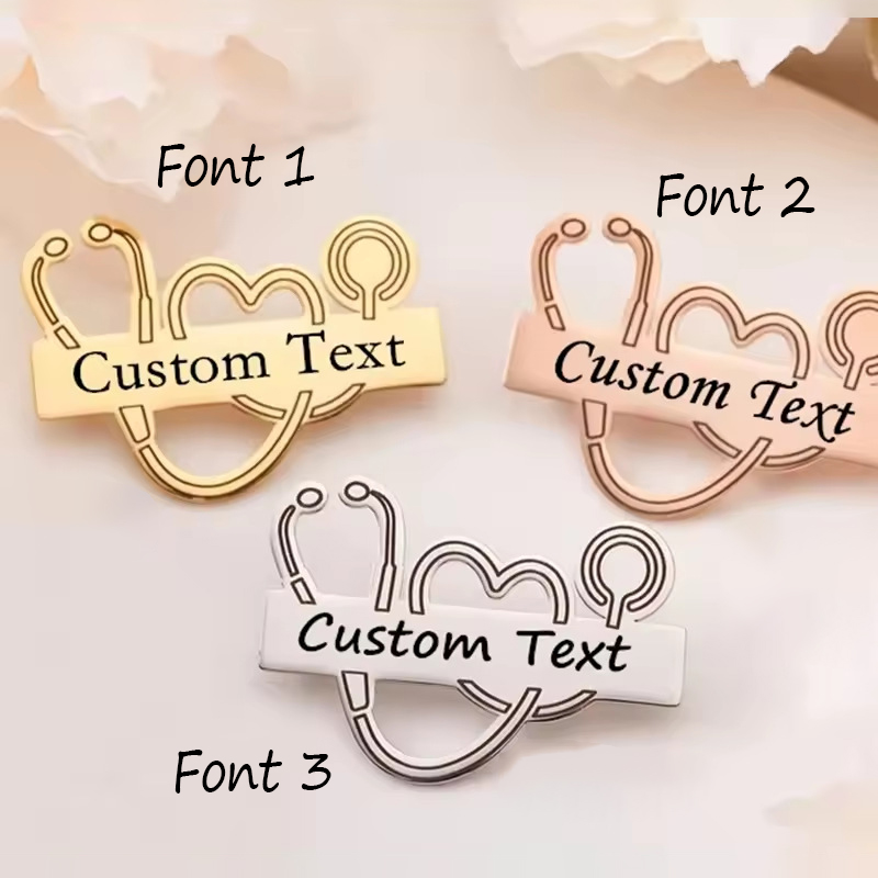 Personalized Name Stainless Steel Stethoscope Nurse Badge Reel