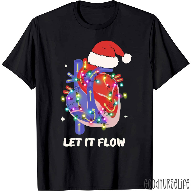 Let It Flow Heart With Christmas Lights T-Shirt