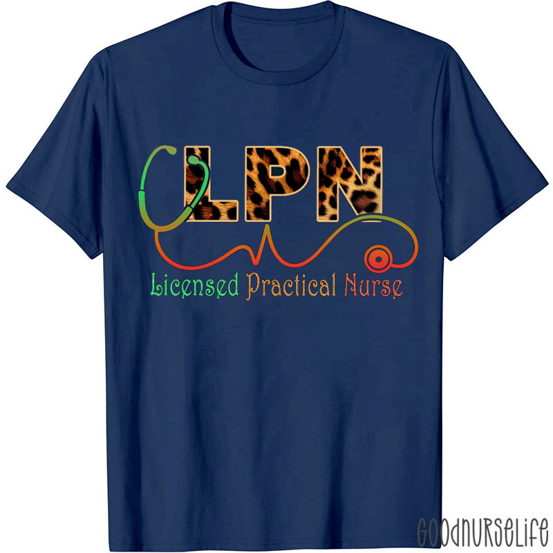 Personalized Leopard Colorful Stethoscope Nurse T-Shirt