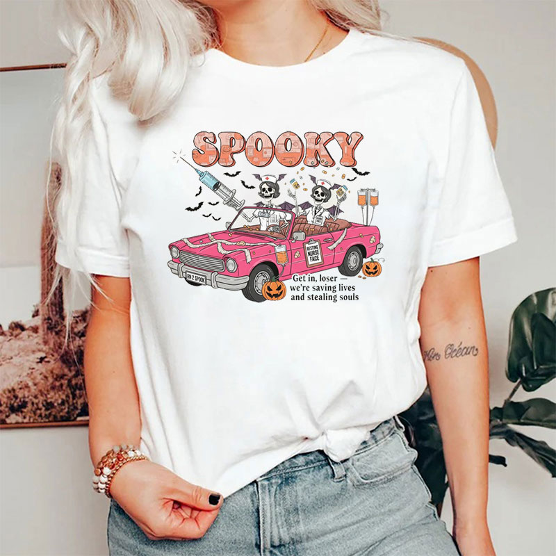 Spooky Nurse Skeletons Saving Lives And Stealing Souls Nurse T-Shirt