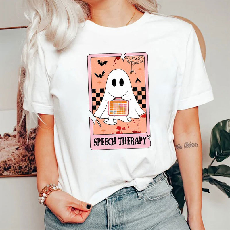 Halloween Cute Ghost Speech Therapy T-Shirt