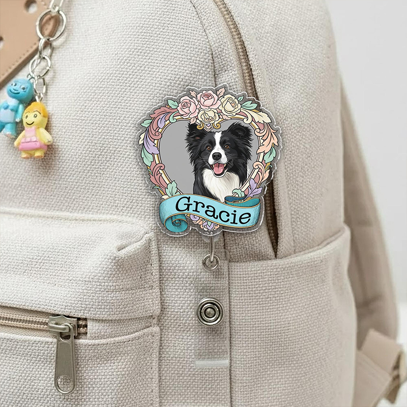 Personalized Pet Lover Floral Heart Nurse Badge Reel