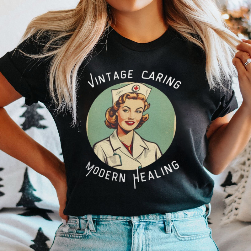 Vintage Caring Modern Healing Nurse T-shirt