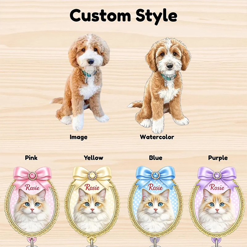Personalized Photo Coquette Polka Dot Bow Nurse Badge Reel