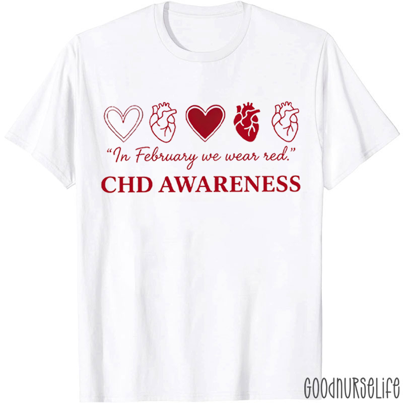In February We Wear Red Heart Defect Support T-shirt