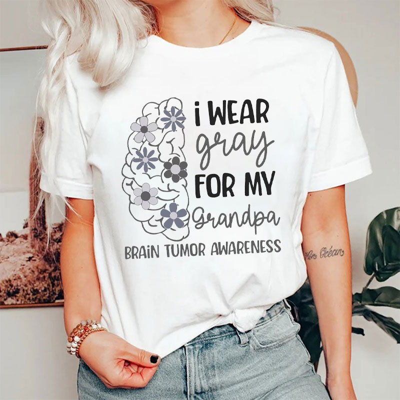 Personalized I Wear Gray For Brain Tumor Awareness T-Shirt