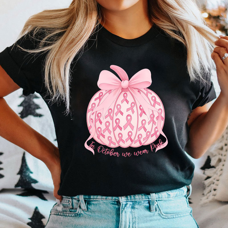 October Pink Pumpkin Breast Cancer Nurse T-Shirt