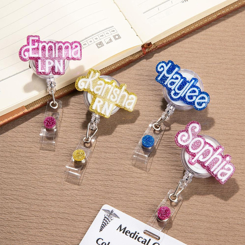 Personalized Name Sequin Nurse Badge Reel