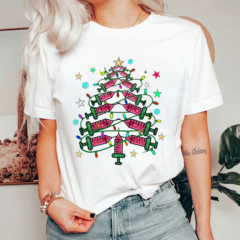 Syringe Christmas Tree Festive Medical Nurse T-Shirt