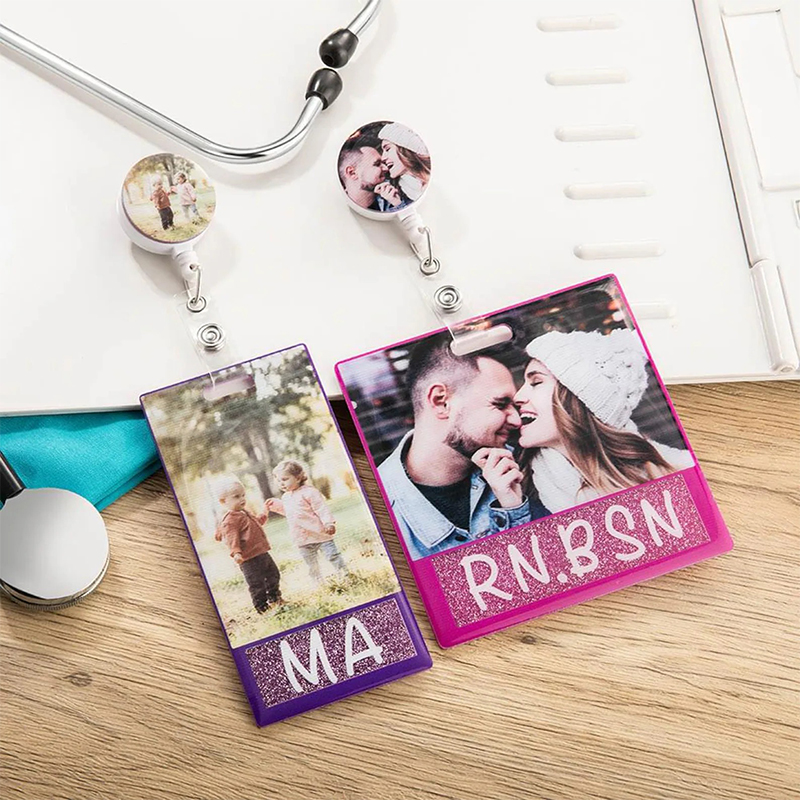 Personalized Photo Glitter Nurse Badge Buddy