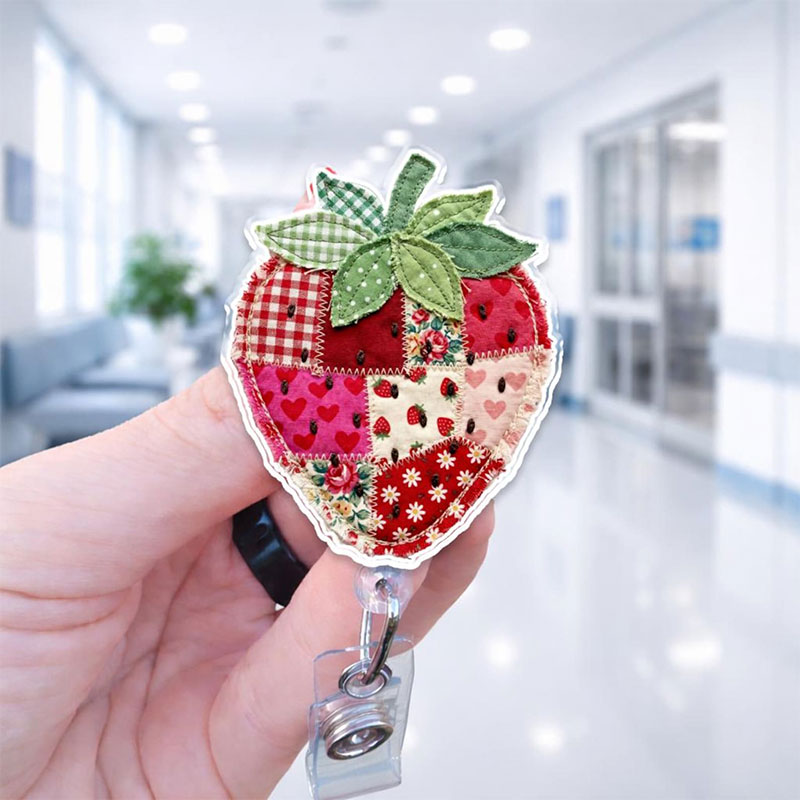 Faux Patchwork Strawberry Badge Reel