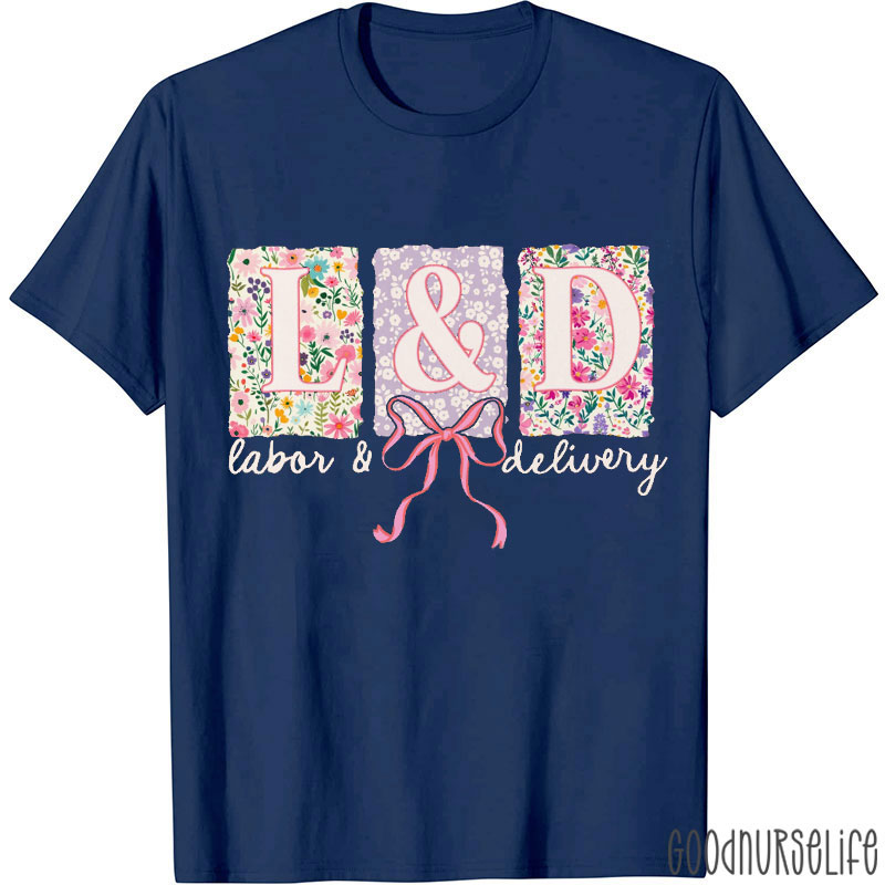 Personalized Floral Coquette Bow Nurse T-Shirt