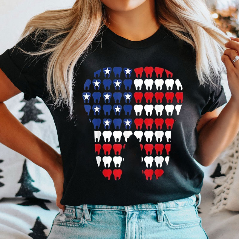 Red White And Blue Tooth Nurse T-Shirt
