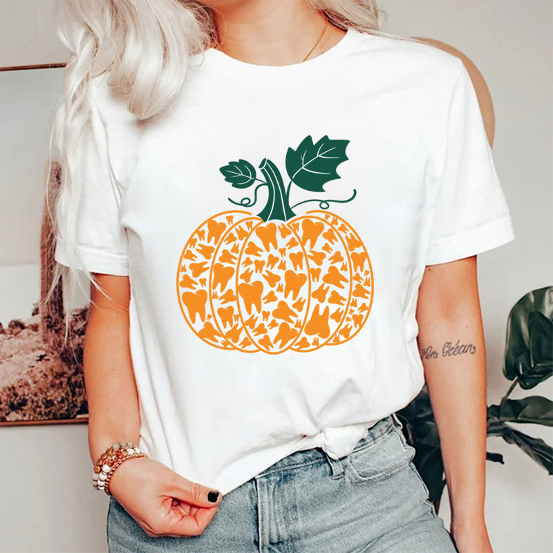 Dental Halloween Tooth Filled Pumpkin T-Shirt