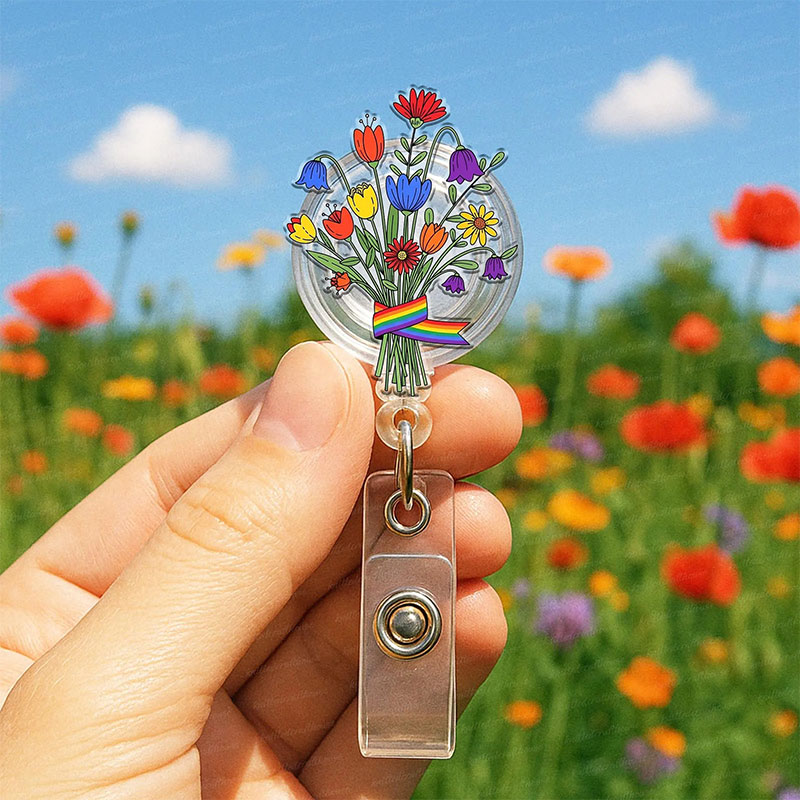 Rainbow Flower Badge Reel