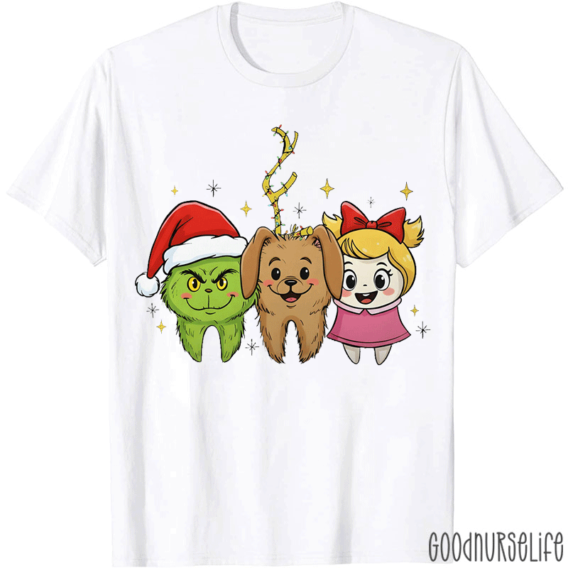 Green Tooth Cindy Lou Who Tooth Max Tooth Christmas T-Shirt