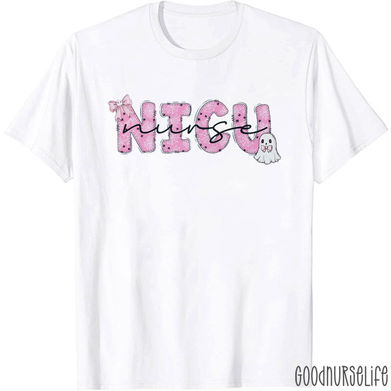 Personalized Pink Word Spooky Cute Nurse T-Shirt