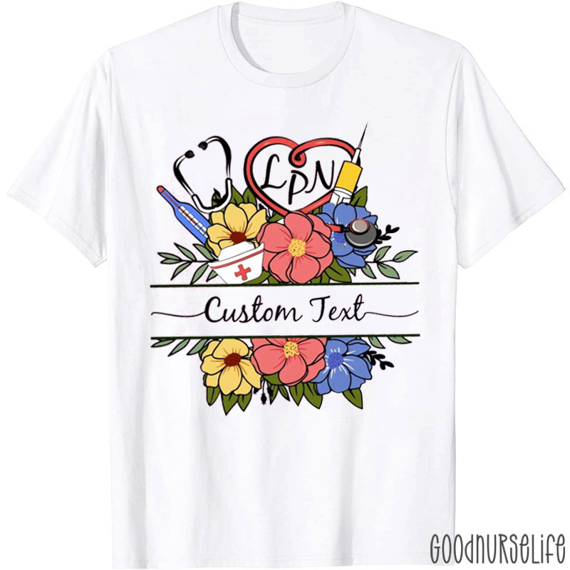 Personalized Floral Stethoscope And Nurse T-Shirt
