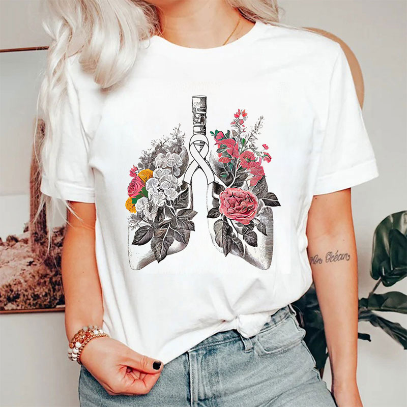 Anatomical Art Floral Lung Anatomy Nurse T-Shirt