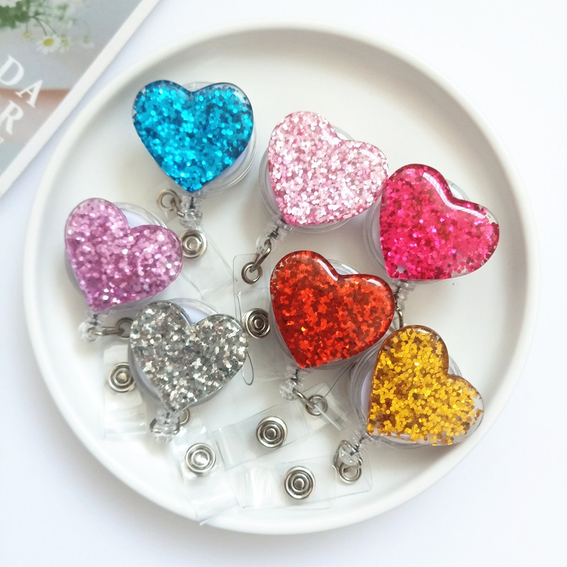 Glitter Heart Nurse Badge Reel