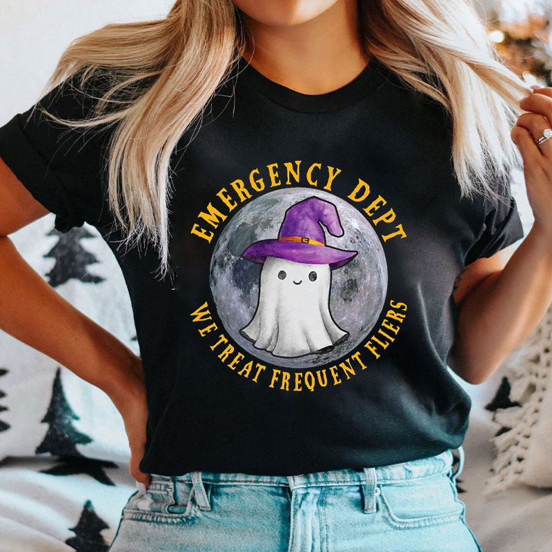 Emergency Dept We Treat Frequent Fliers Cute Ghost Nurse T-Shirt